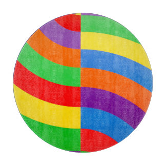 BIG FAT RAINBOW STRIPES CIRCLES           CUTTING BOARD