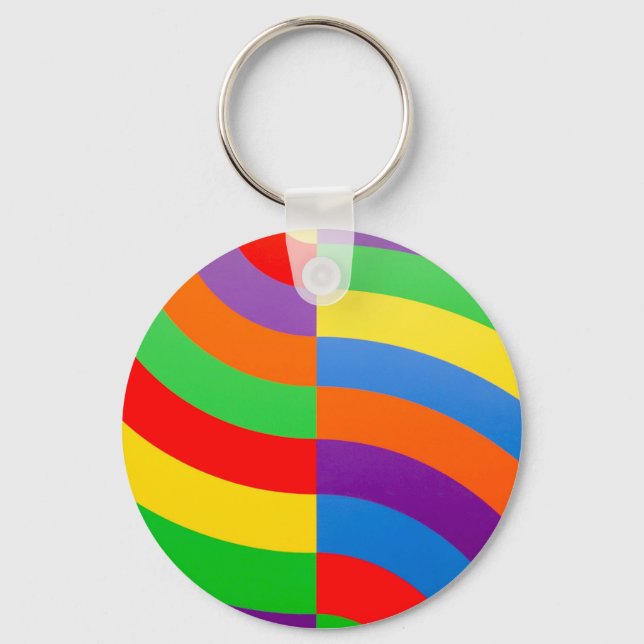 BIG FAT RAINBOW STRIPES CIRCLES  KEY RING (Front)