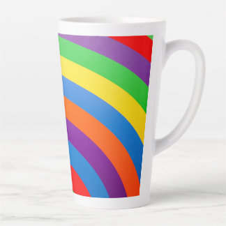 BIG FAT RAINBOW STRIPES CIRCLES        LATTE MUG