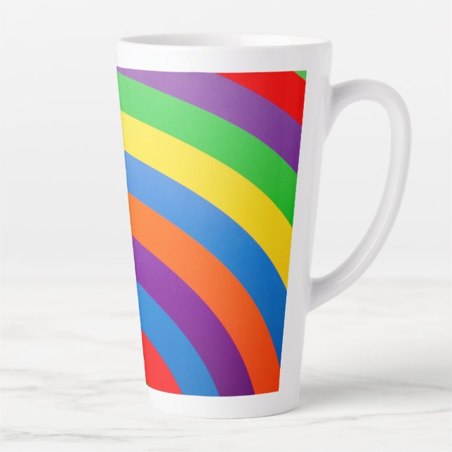 BIG FAT RAINBOW STRIPES CIRCLES        LATTE MUG (Right)