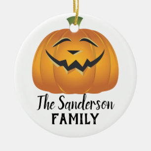 Big Fat Silly Pumpkin Custom Family Halloween Tree Ceramic Ornament