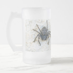 Big Female Huntsman Spider, Frosted Glass Beer Mug