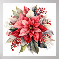 Big Festive Red Poinsettia Christmas Flower