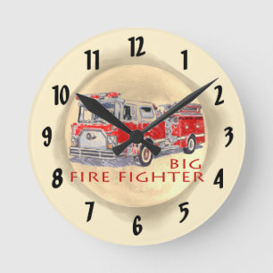 Big Firetruck Firefighter Clock