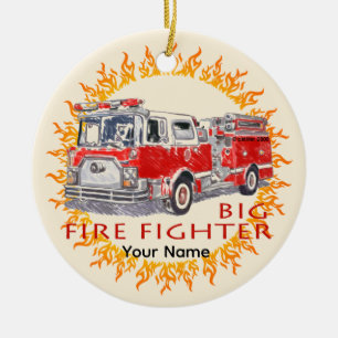 Big Firetruck Firefighter ornament
