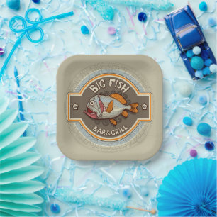 Big Fish Bar And Grill Poster Paper Plate