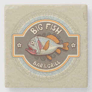 Big Fish Bar And Grill Poster Stone Coaster
