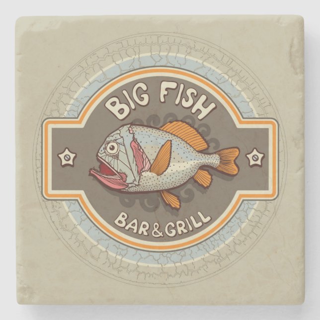Big Fish Bar And Grill Poster Stone Coaster (Front)