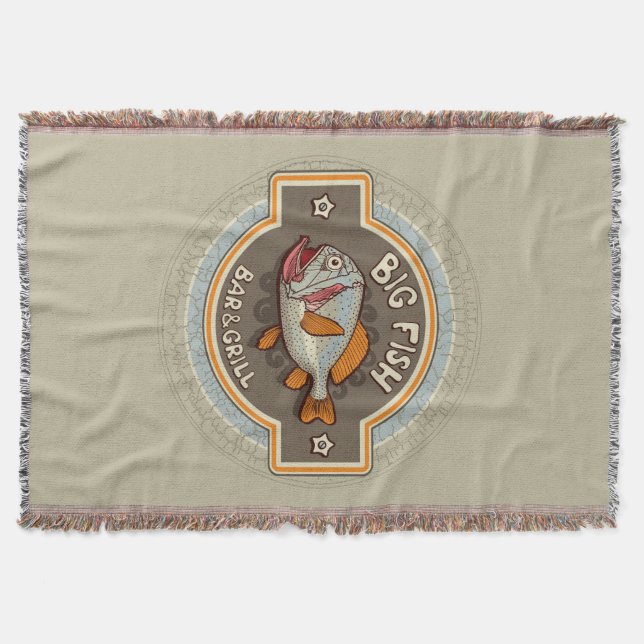 Big Fish Bar And Grill Poster Throw Blanket (Front)