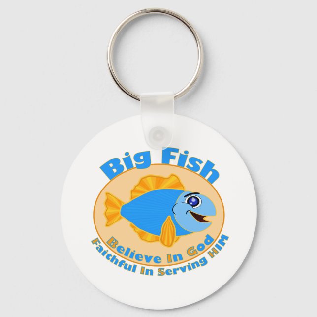 Big Fish Believe in God Key Ring (Front)