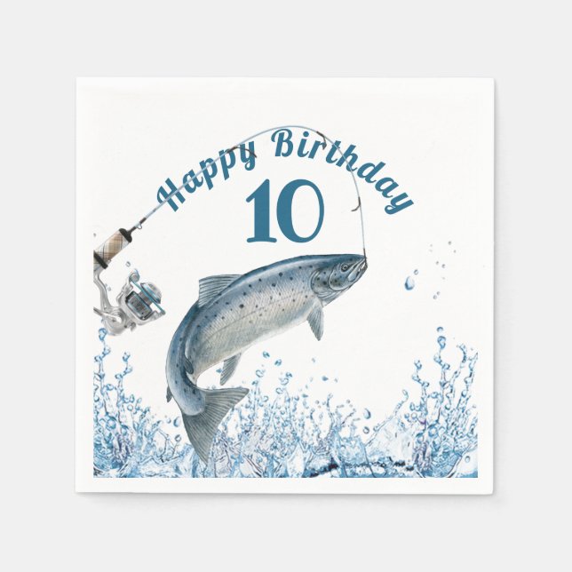Big Fish In Water 10th Birthday Party Napkins (Front)
