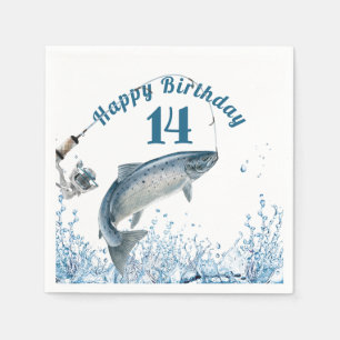 Big Fish In Water 14th Birthday Party Napkins