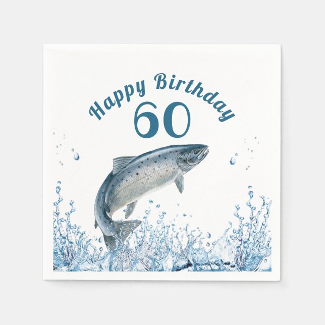 Big Fish In Water 60th Birthday Party Napkins (Front)