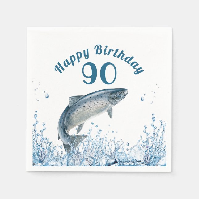 Big Fish In Water 90th Birthday Party Napkins (Front)