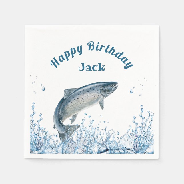 Big Fish In Water Birthday Party Napkin (Front)