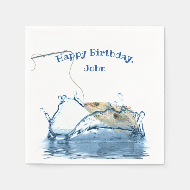 big fish in water birthday party napkin (Front)