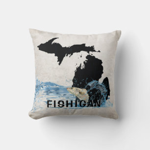 Big Fish in Water with Michigan Graphic Cushion
