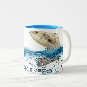 big fish jumping out of water Two-Tone coffee mug