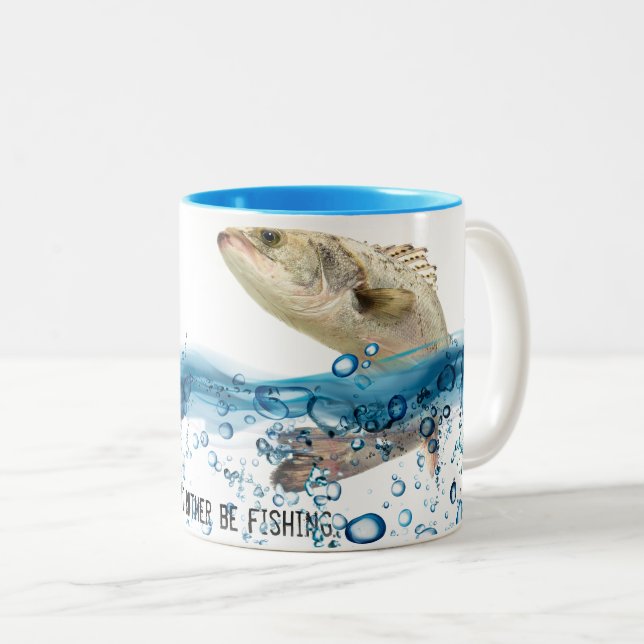 big fish jumping out of water Two-Tone coffee mug (Front Right)