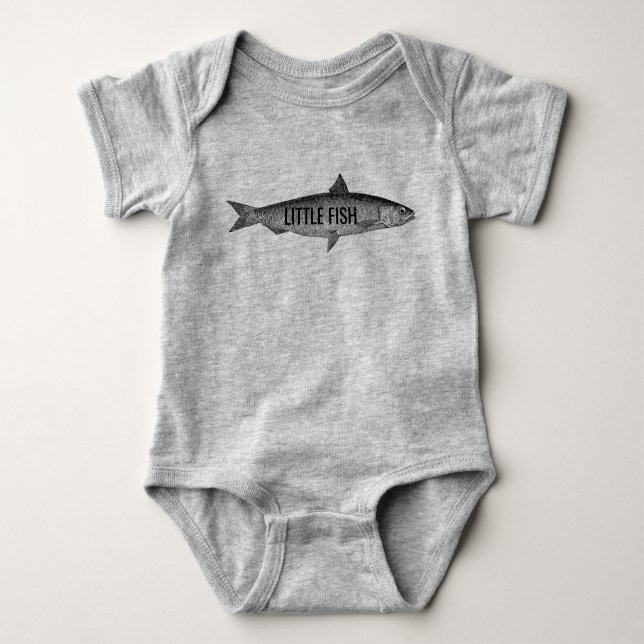 Big Fish Little Fish Father Son Daddy Gifts Baby Bodysuit (Front)