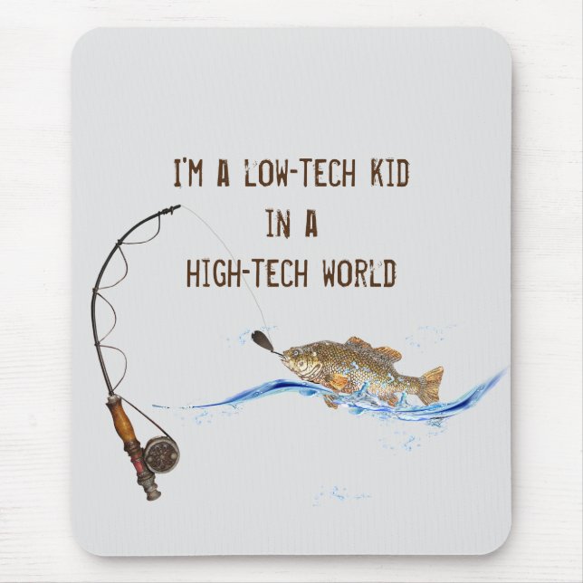 big fish on fishing pole with quote mouse pad (Front)