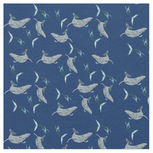 Big Fish, Whales Swimming Fabric