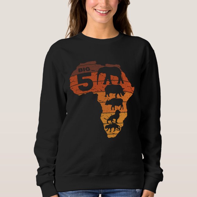 Big Five African Animals Elephant Rhino Buffalo Li Sweatshirt (Front)