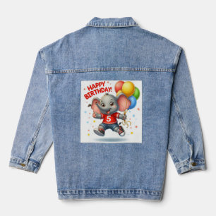 Big Five Celebration: Elephant with Balloons Toddl Denim Jacket