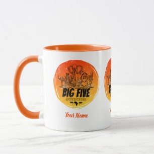 Big Five of Africa Safari Vintage Elephant, Lion Mug