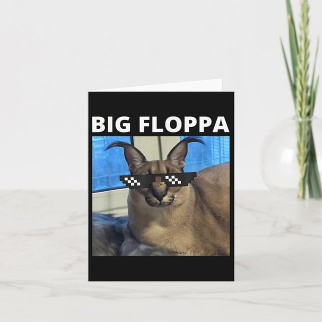 Big Floppa Meme Cat  Card (Front)