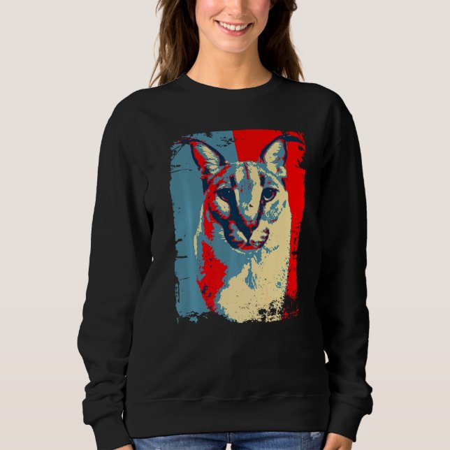Big Floppa Meme cat Cute Caracal Cat retro distres Sweatshirt (Front)
