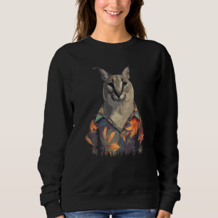 Big Floppa Meme cat Cute funny Caracal Cat hawaii  Sweatshirt