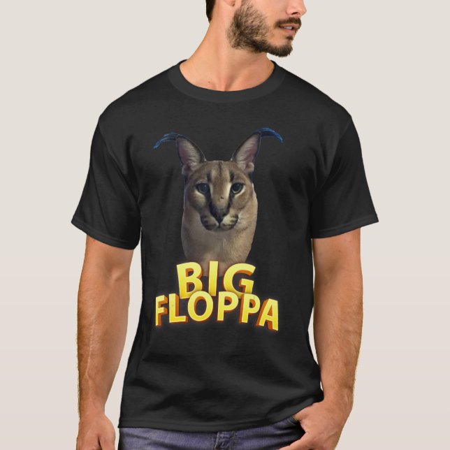 Big Floppa Meme Cat T-Shirt (Front)