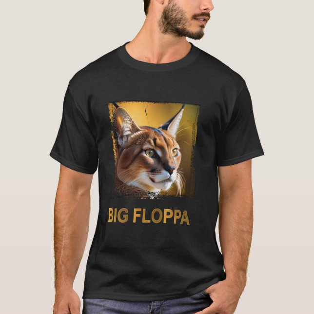 Big Floppa Meme Cute Caracal Cat T-Shirt (Front)