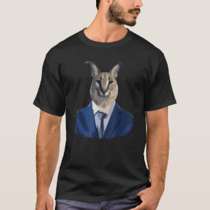 Big Floppa Meme wearing a suit Caracal Cat humour T-Shirt