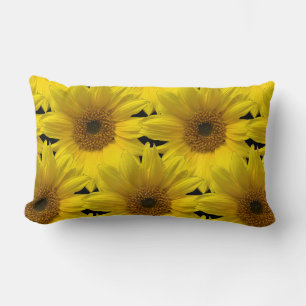 big flowers lots of large yellow daisies lumbar cushion