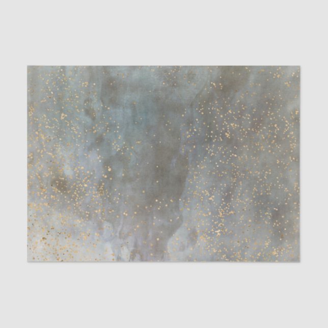 Big fog grey galaxy gold dots distressed textured tissue paper (Front)