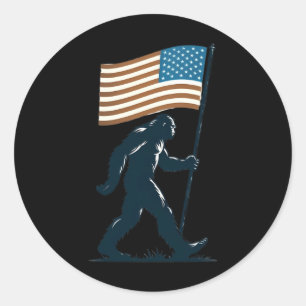 Big Foot 4th Of July Sasquatch American Independen Classic Round Sticker