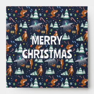 Big Foot, Aliens, & Reindeer Sci-Fi Christmas Envelope