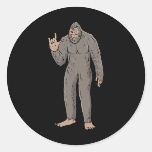 Big Foot Asl Hand Gesture Deaf Hearing Loss Awaren Classic Round Sticker