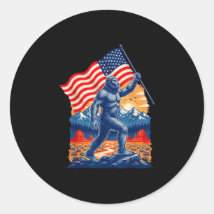 Big foot bigfoot sasquatch american flag patriotic classic round sticker