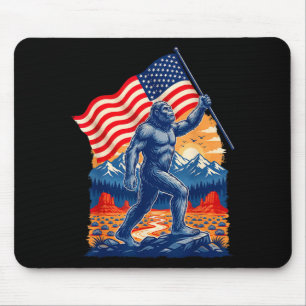 Big foot bigfoot sasquatch american flag patriotic mouse pad