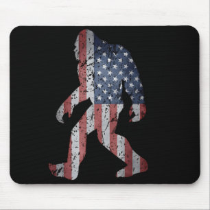 Big Foot Bigfoot Sasquatch American Flag Patriotic Mouse Pad