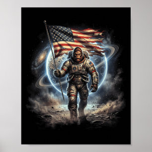 Big foot bigfoot sasquatch american flag patriotic poster