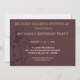 Big Foot Birthday Party Invitatiton Invitation
