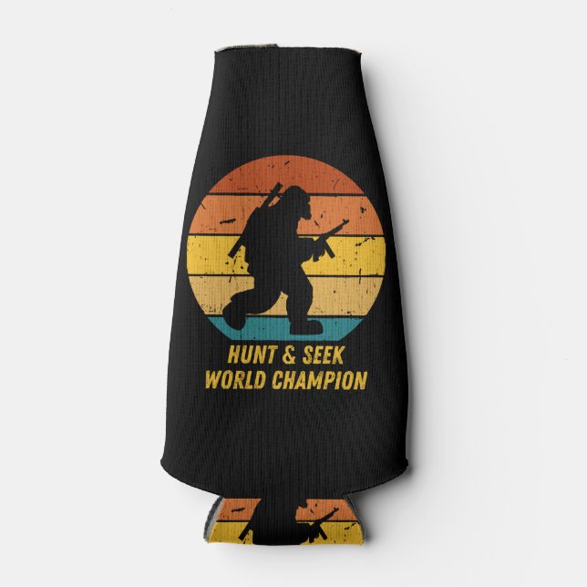 Big Foot Don't Want To Hide And Seek Anymore Now H Bottle Cooler (Front)