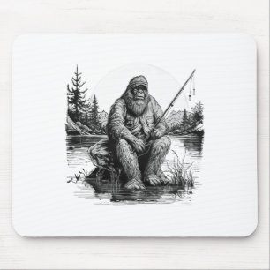 Big Foot Fishing Fishing Funny Sasquatch Fish Mouse Pad