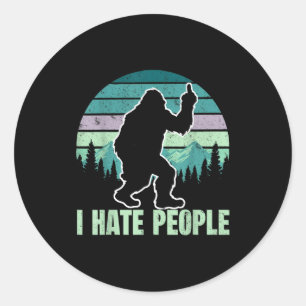 Big Foot I Hate People Middle Finger Sasquatch Ret Classic Round Sticker