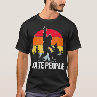 Big Foot I Hate People Middle Finger Sasquatch Ret T-Shirt