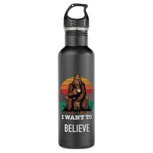 Big Foot - I Want To Believe - Funny Big Foot 710 Ml Water Bottle